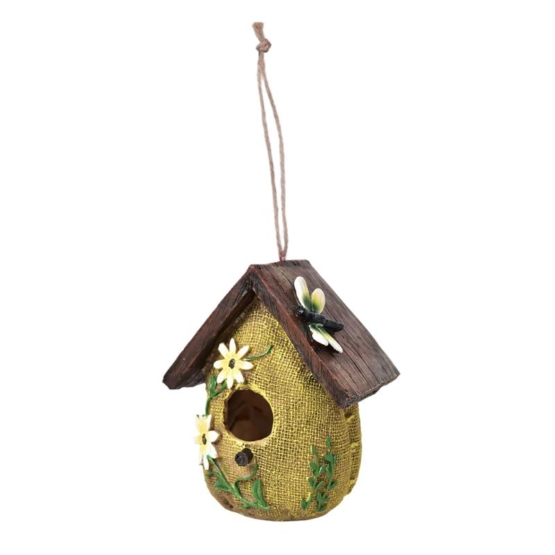 Wild Bird Nest Craft Decors Hanging Bird House For Outdoor Garden Yard Patios Decoration Weather Proof Bird Shelter