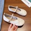 French fairy style small leather shoes female word with flat bottom versatile shallow mouth soft bottom round head Mary Jane women's shoes Doudou shoe