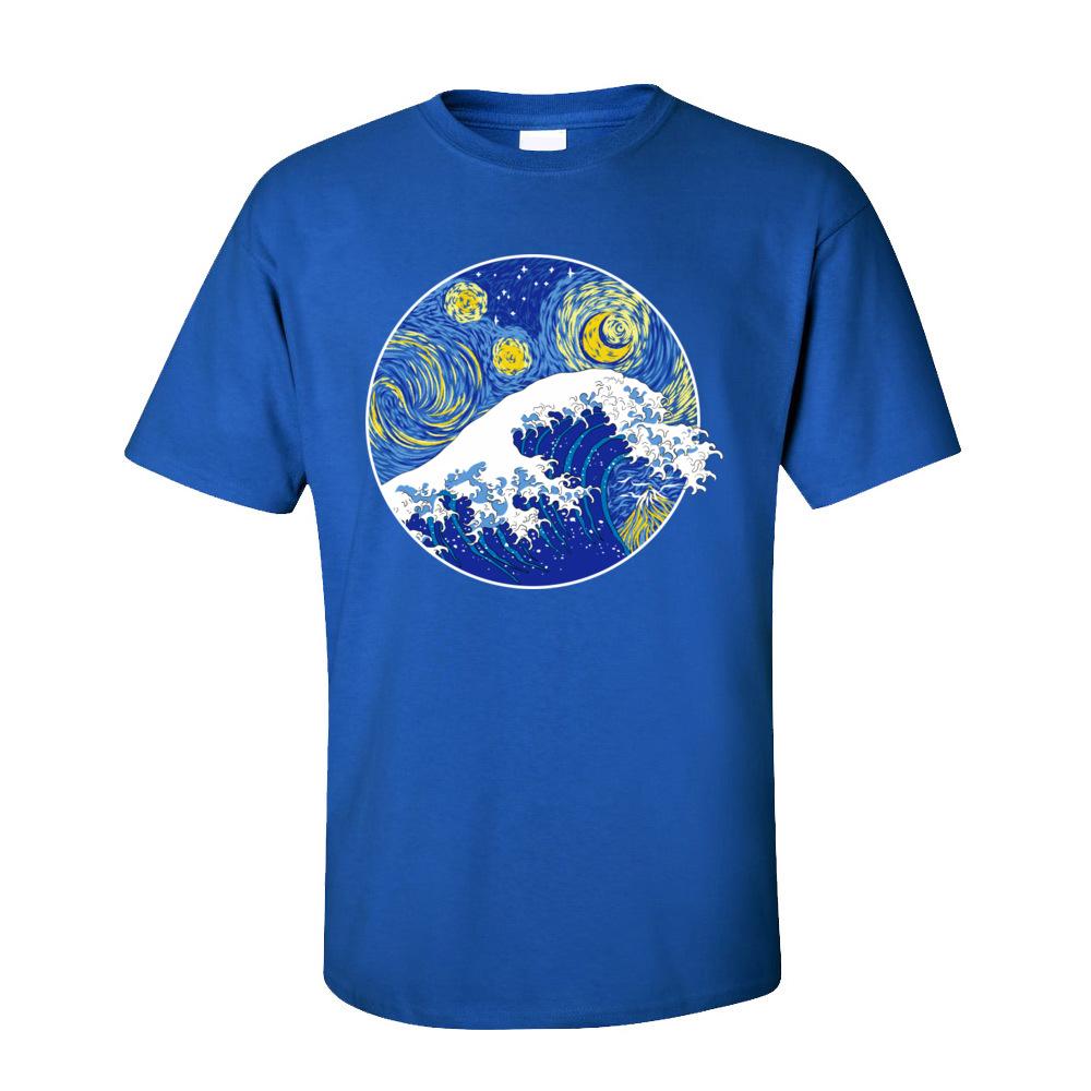 Tops TShirt Men Great Starry Wave T Shirt Thanksgiving Day Short Sleeve 100 Cotton Crew Neck Mens TShirt Personalized