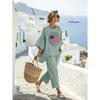 Women's casual two-piece set, loose vacation bohemian style independent sun rainbow print casual set for women