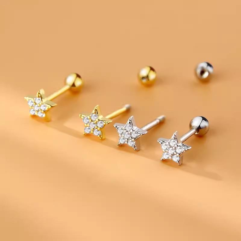 Tragus Piercing Damen Creolen mit Kette Helix Stern Schmetterling Krone Zirkon Ohr Rook Daith Sung Körperschmuck Geschenk CC084