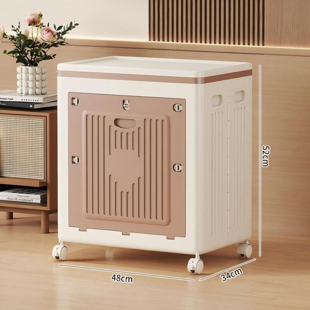 Foldable Wardrobe Storage Box with Wheels Clamshell Design Clothes Storage Basket Plastic Dust Proof Toy Storage Box