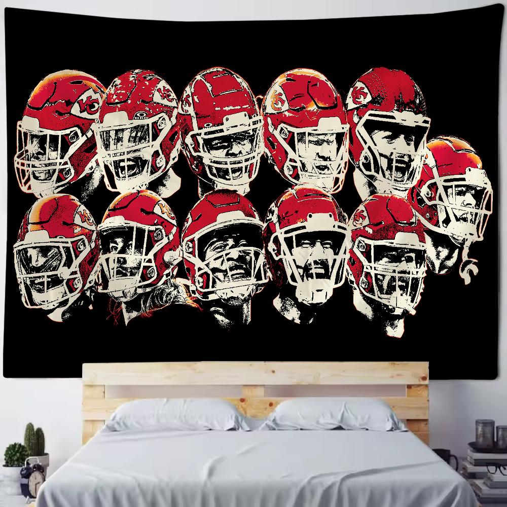 Cool K-Kansa City C-Chiefs NFLS Tapestry Background Hanging Cloth Bedroom Room Decor Aesthetic Tapestry Wall Party