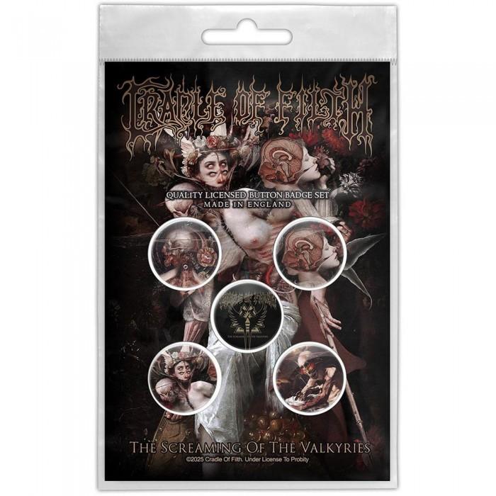 Cradle Of Filth Screaming Of The Valkyries Badge Set (Pack of 5)