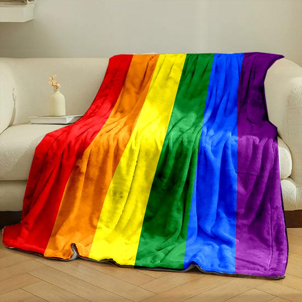 Rainbow Striped Blanket bedroom Blanket for Livingroom Couch lunch break Soft throw for Friend's festival Gift