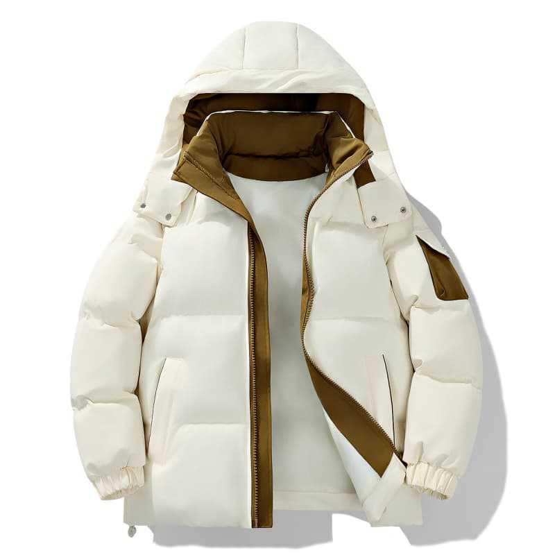 Men's Trendy Winter Hooded Puffer Jacket, Thickened Warm Cotton, 2025 Style