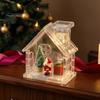 Lighted Christmas Table Centerpiece Clear Acrylic House Ornament, DIY Fillable with Light, Holiday Mantel Decor Rechargeable for Festive Party