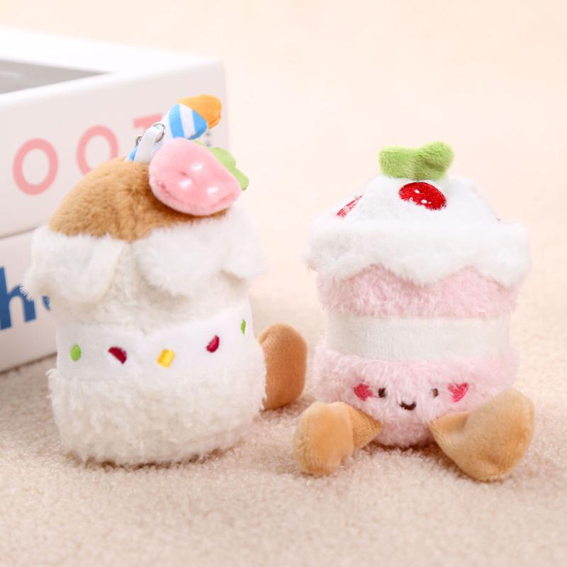 Creative Cartoon Cake Plush Keychain Cute Cartoon Dessert Plush Toy Keychain Backpack Decoration Car Pendant Accessories Gifts