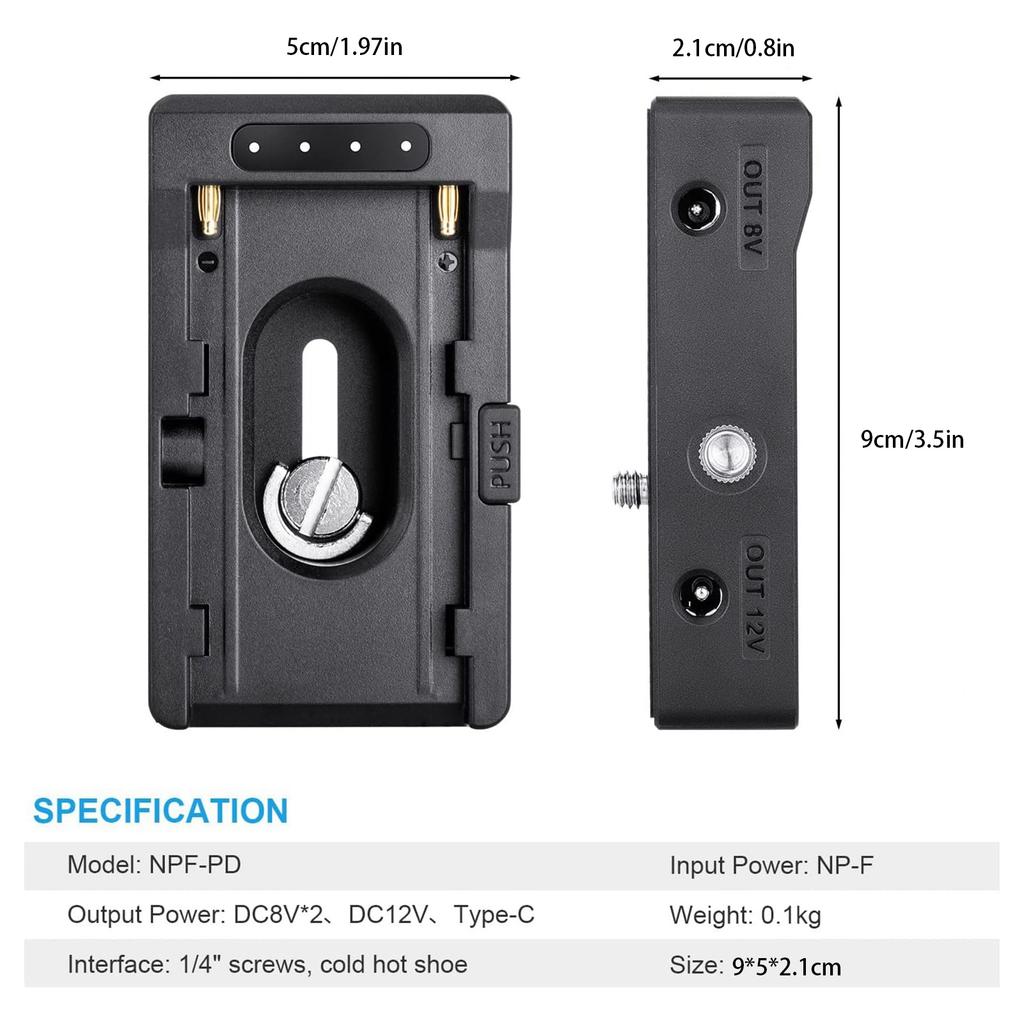 Battery Adapter Plate 1 4 Inch Screw Hole Cold Shoe Adapter Battery Charger Plate for NP F550 for NP F750