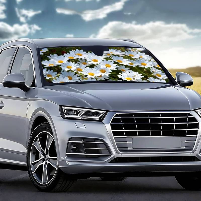 Daisies Car SunShade Car Sunshade, Front Windshield Protector, Foldable UV Resistant Sunshade Cover, Car Accessories