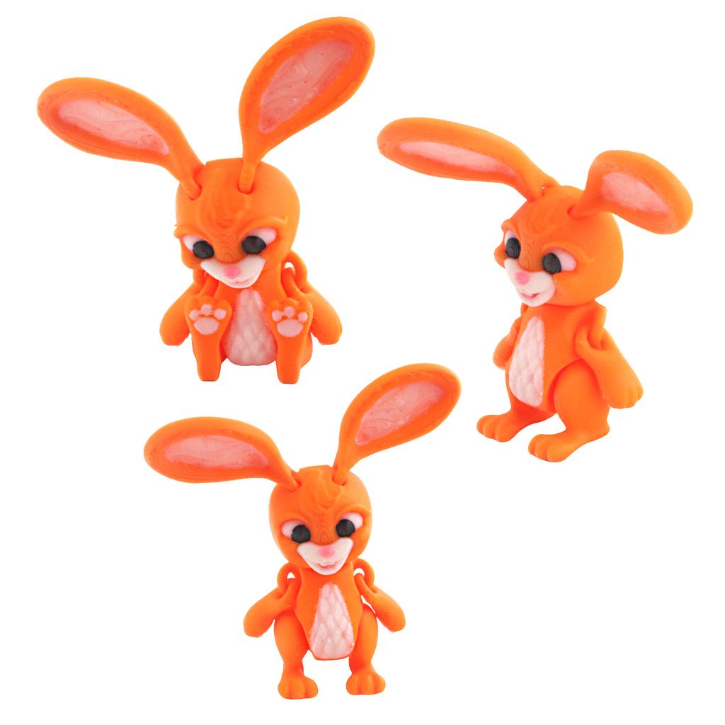 3D Printed Rabbit Model, Cute Multi-Color Animal Model, Flexible Joint Swing, Stress Relieving Decoration
