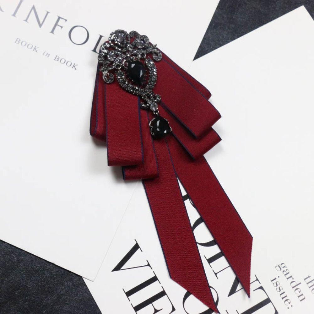 Rhinestone Black Rhinestone Ribbon Bowtie Ribbon Ribbon Bow Brooch Bow Tie  For Men and Women