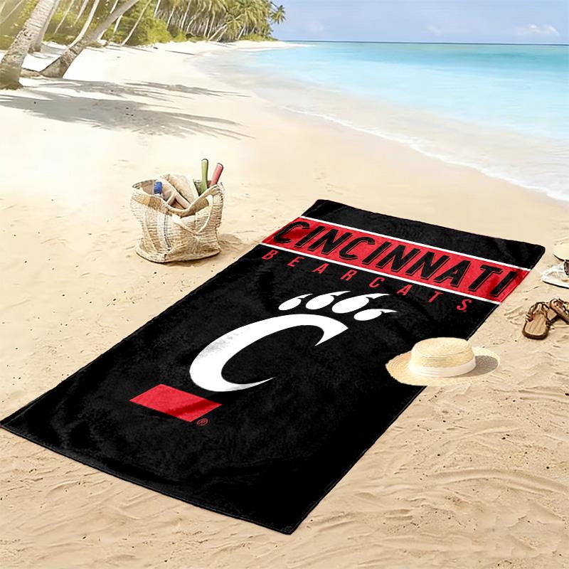 Cincinnati Bearcats Print Beach Towel, Large Soft Quick Dry Towel for Beach Camping Swimming