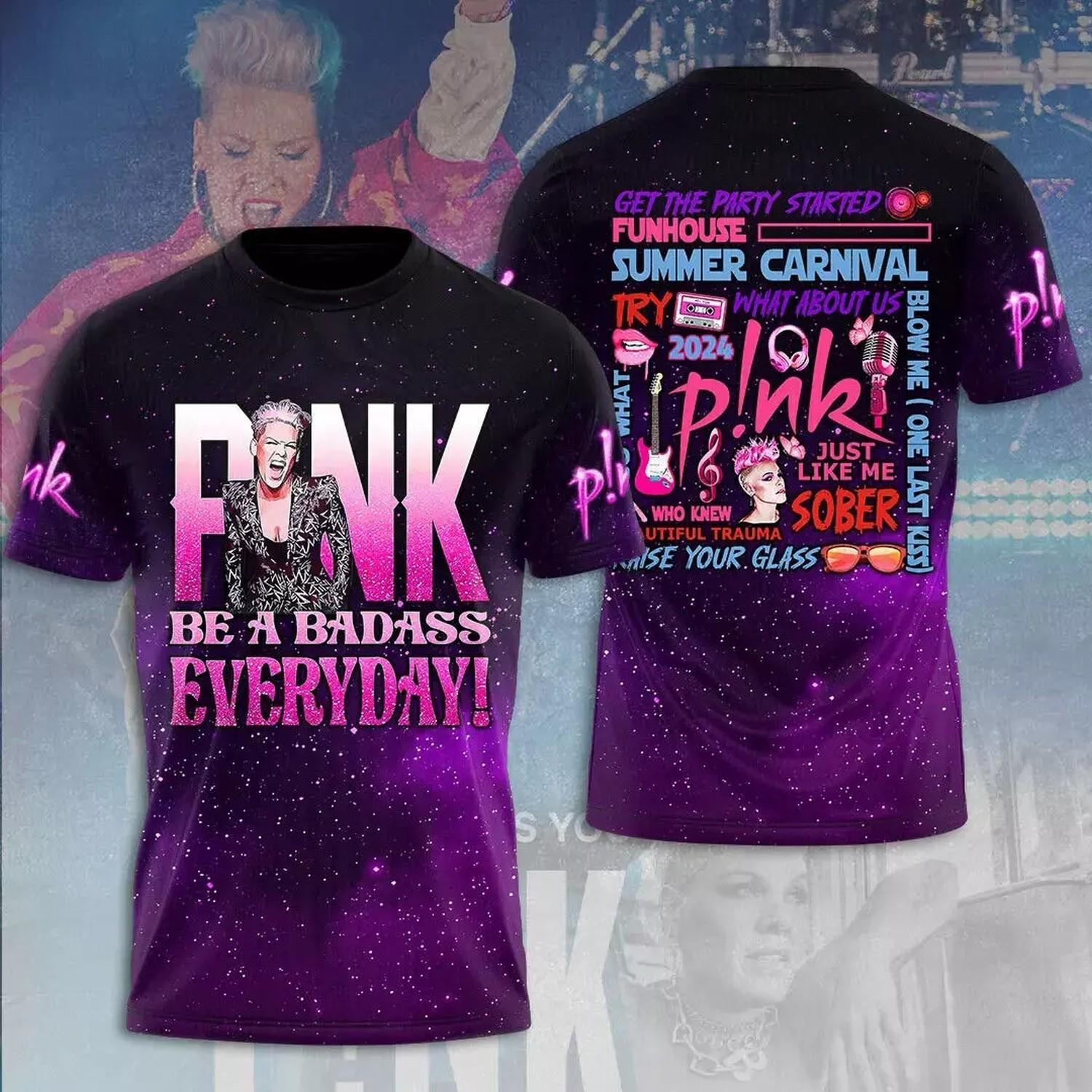 Pink Singer P!nk Summer Carnival 2026 Tour 3D T-Shirt for Men Women All Size Us XXL
