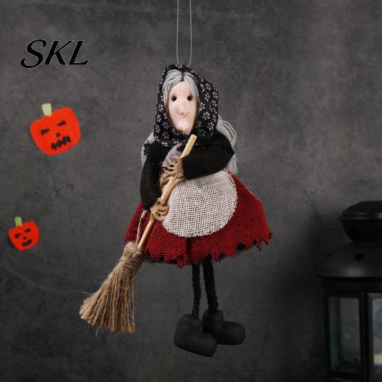 Realistic Halloween Patterns Witch Broomstick Hanging Ornament, Spooky Fabric Pendant for Party Bar Indoor Decor Home, Trick or Treat Festive