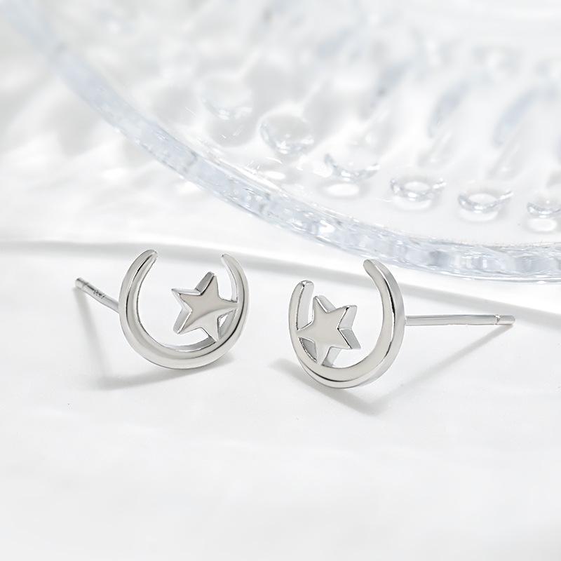 Starry Mini Moon & Star Earrings: Versatile, Fashionable, and Sweet Studs