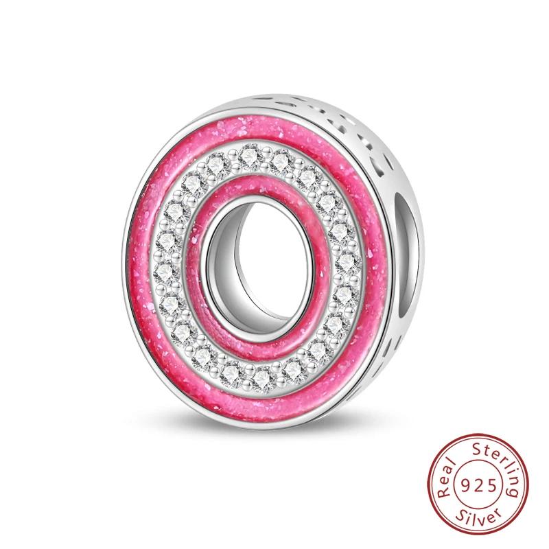 New Copper Teenage Girl Pink 26 Letters Charms Beads For 3Mm Original Bracelets Diy Jewelry Birthday Gifts