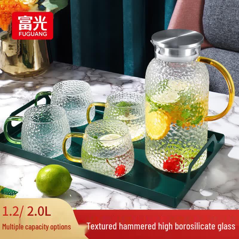 Fuguang Hammered Glass Water Pitcher with Handle