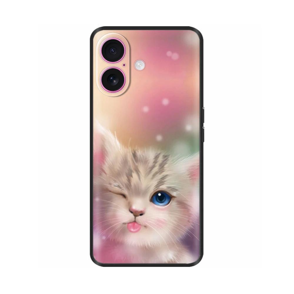 For iPhone 16 Case 16 Pro Silicon TPU Black Frosted Phone Cover For Apple iPhone 16 Pro Max Coque Bumper Shell for iPhone16 Plus