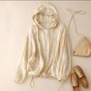Camicia Estiva Protezione Solare Felpa con Cappuccio in Cotone e Lino Camicia Solare Casual da Donna per Vacanze al Mare