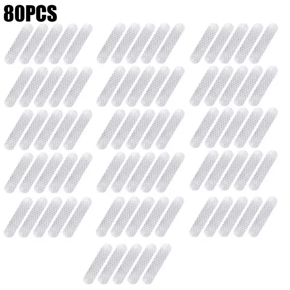 80-10PCS Car Helmet Safety Reflective Warning Stickers High Visibility Reflector Tape for Night Walking Riding Warning Stickers