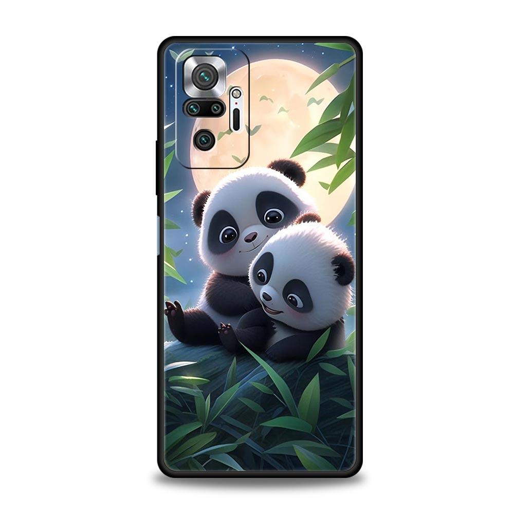 Cartoon Lovely Panda Phone Case For Xiaomi Redmi Note 14 13 5G 10 11 12 Pro Plus 4G 14C 13C 12C 10C Black Cover