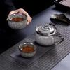 Black Ice Hand Grab Pot Kuaike Cup One Pot Two Cups Ice Cracked Ceramic Travel Tea Set Outdoor Portable Tea Pot