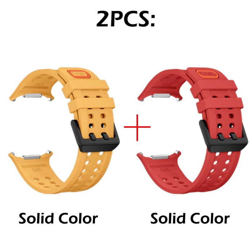 Official Style Silicone Watch Bands for Samsung Galaxy Watch Ultra 2 1 Solid & Two-Tone Set Hollow Breathable Silicone Straps