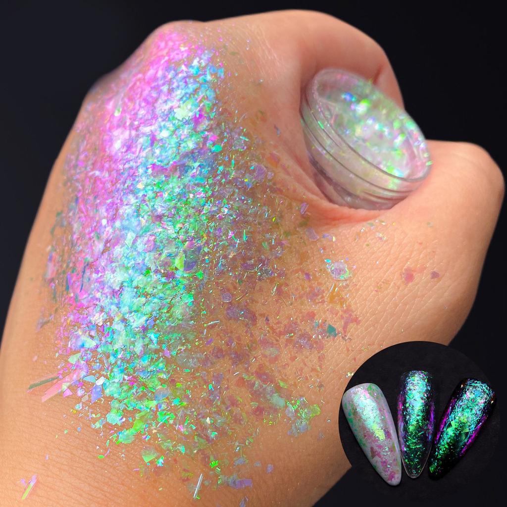 Reflective Glitter Nail Powder Sequins Crystal Pigment Dip Chrome Powder Nail DIY Dust Nail Supplies Decoration