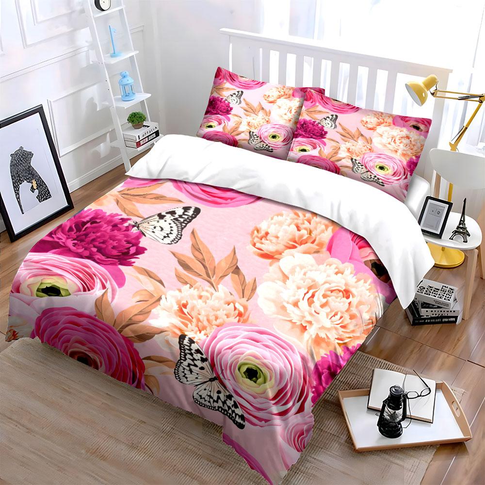 Floral Three-Piece Set For Celebrations  Kid'S And Adults' Bedroom Decor, Exquisite Three-Piece Bedding Set Gift