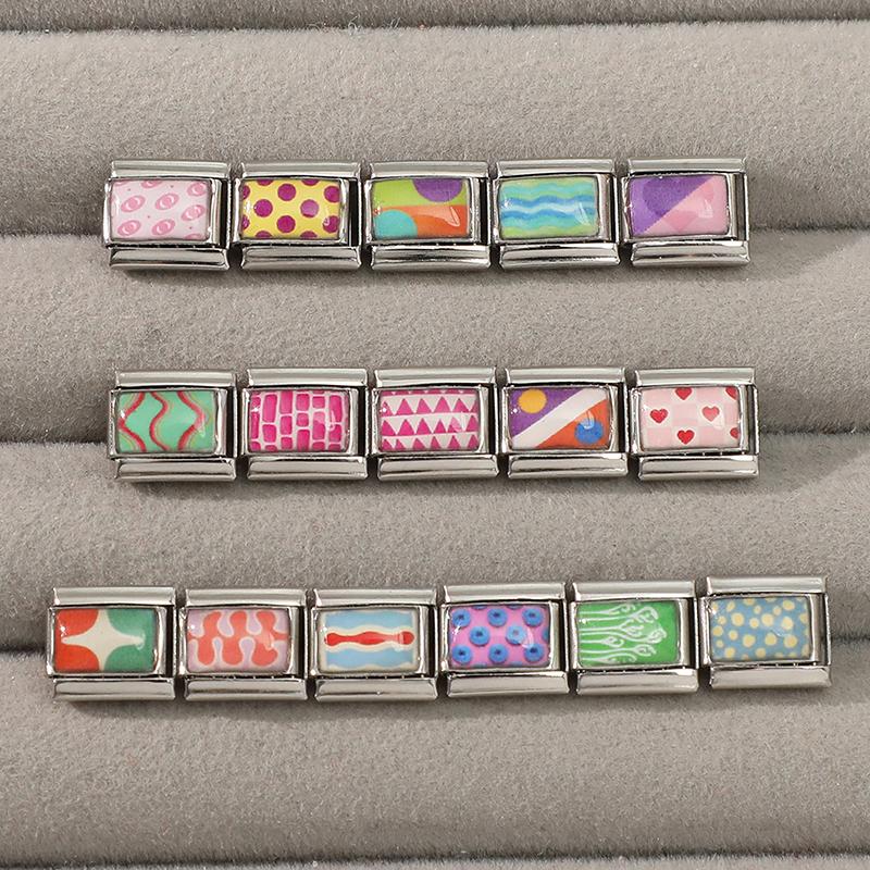 Creative Blueberry Sakura Tennis Lighthouse Heart Lips Bead Italian Charm Bracelet Fit 9MM Stainless Steel DIY Bracelet Jewelry