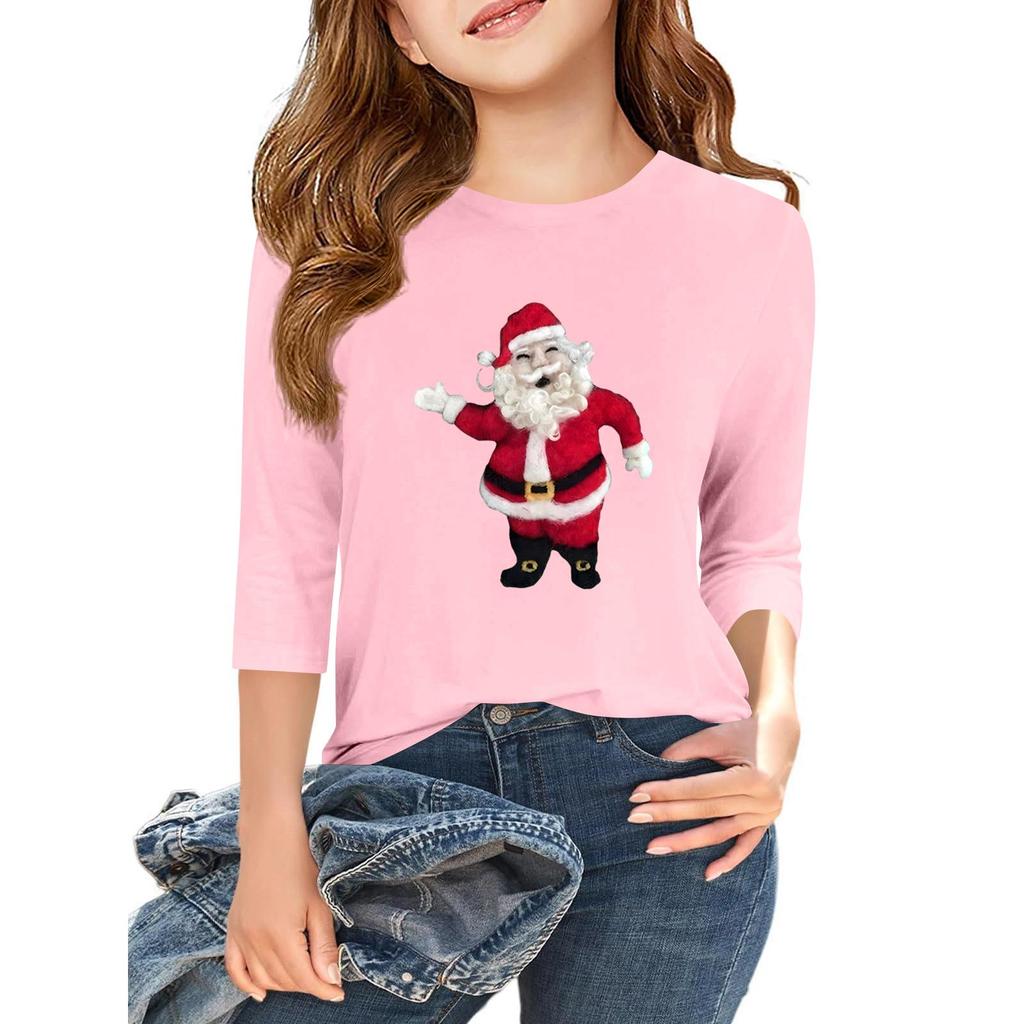 Children's 3/4 Sleeve Independence Day Printed Round Neck Casual T-shirt