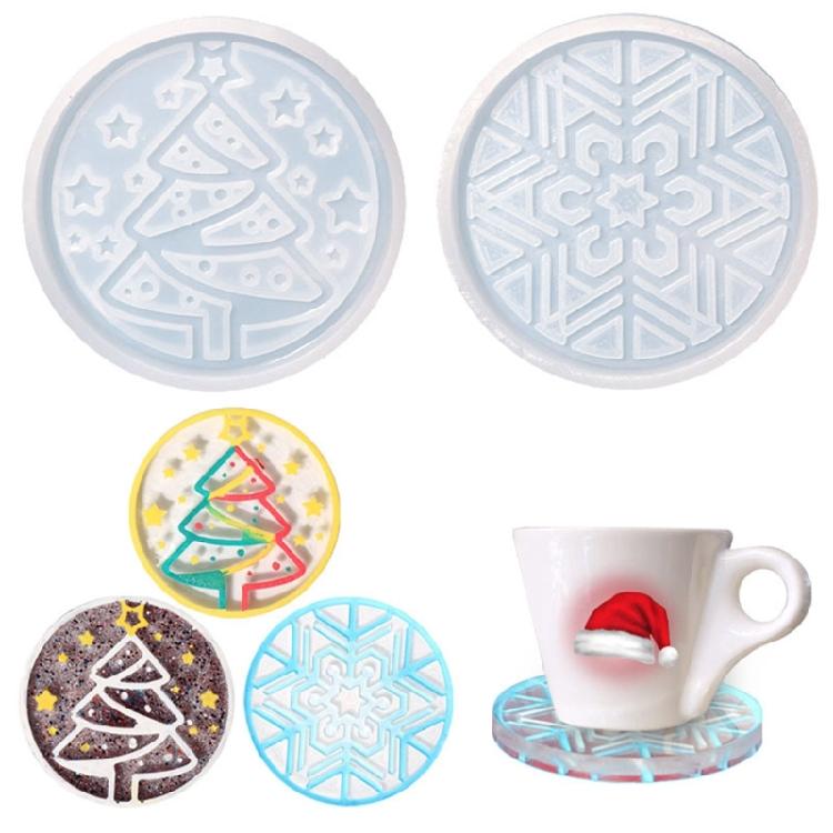 Xmas-Tree Coaster Epoxy Resin Mould Snowflake Cup Mat Silicone Mold Home-Decor