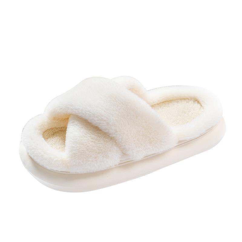 Hairy slippers women's autumn and winter outer wear non-slip indoor thick bottom home furry cotton slippers open winter