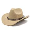 Cappello da Cowboy Occidentale per Uomo Donna in Feltro di Lana con Ampia Tesa Protezione Solare