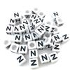6x6mm Black Letter Beads On White Acrylic Squares for DIY Jewelry and Creative Accessories
