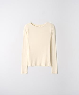 EZIO WOMEN Basic Soft Boat-Neck T-Shirts_Ivory