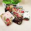 Women Girl Retro Rose Flowers Printed Hasp Canvas Coin Purse Wallets Buckle Pouch Bag Gift 1 Pc