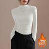 Autumn and Winter Semi High Neck Pleated Thick Warm Long Sleeved T-shirt Women's Slim Fit Versatile Long Sleeved Base Shirt