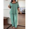 Women's Plus Size Lace Trim Pajama Set - Spring/Summer Loose Fit