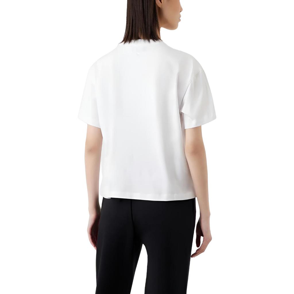 Emporio Armani Embroidered Print Plain Knit Short Sleeve T-Shirt Women tops White 3R2T7J2-J53Z1-0100