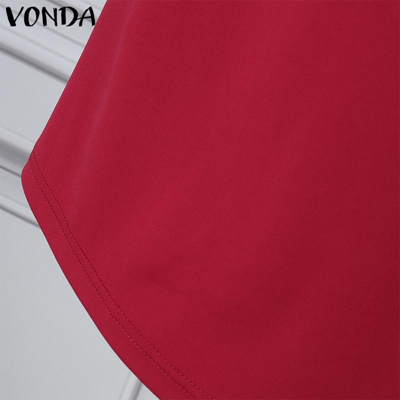 VONDA Women Autumn Lace Round Neck Long Sleeve Dresses