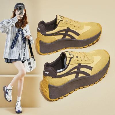 Thick-soled Retro Dad Board Shoes Versatile Niche Sports and Leisure Inner Height-increasing Women's Shoes Small Tide