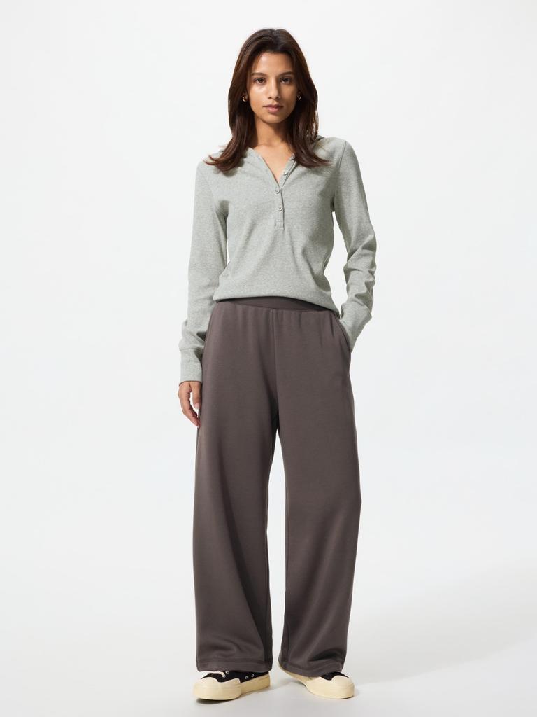 Uniqlo Warm Boa Sweat Wide Leg Pants Shorter Length