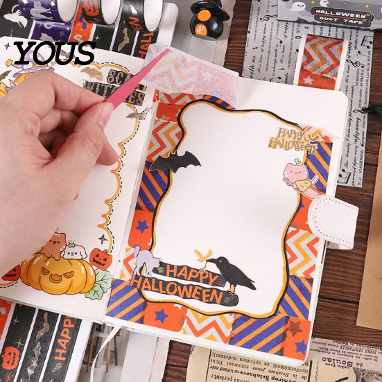 Pumpkin And Bat Washi Tape 8 Rolls Halloween Tape, Spooky Witch Cat Pattern Decorative Hot Stamping for Junk Journaling Supplies, Scrapbooking,