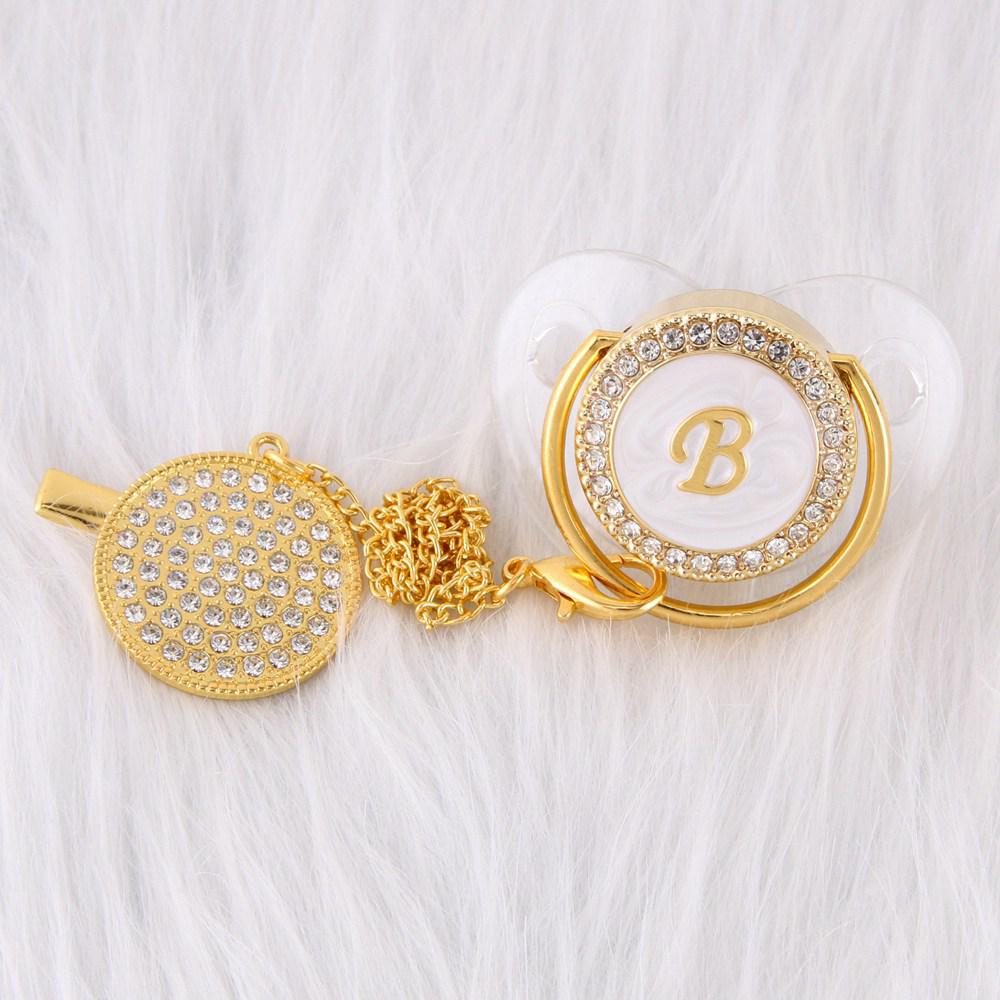 Transparent Diamond Pacifier with 26 Letters - Soothing and Shiny Baby Mouth Toy