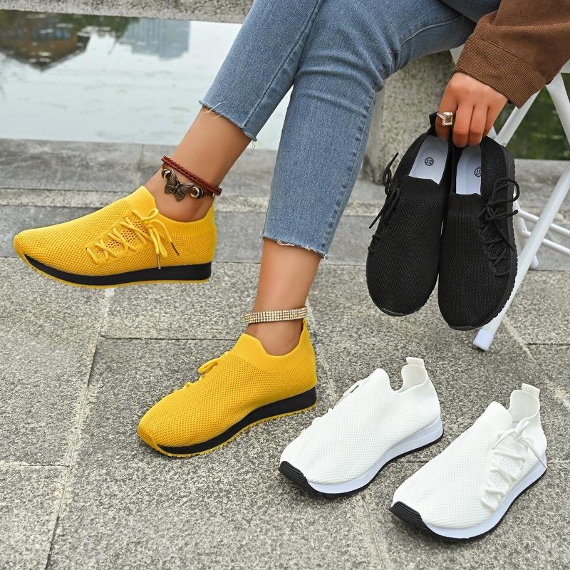 Damen Freizeitschuhe Mode Atmungsaktive Mesh-Flats zum Gehen Weiße Sneaker Damen Tenis Schuh