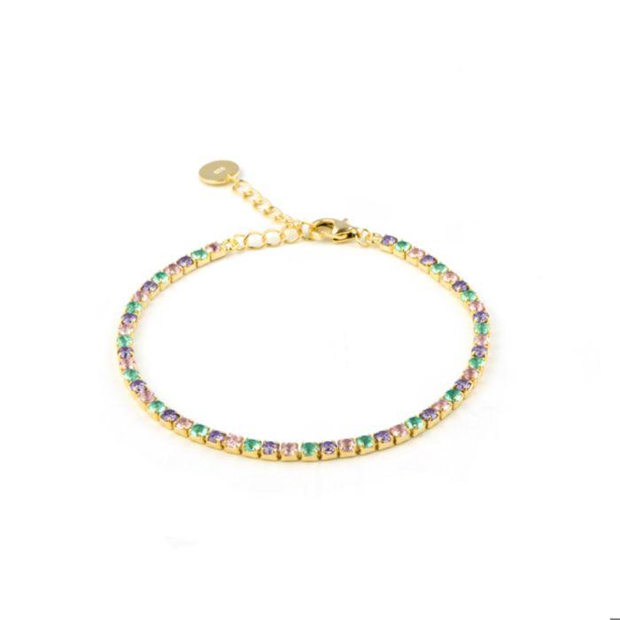 Luxenter Bracelet En Argent 925 Avec Zircons Multicolores Finis En or Jaune 18K - Tahu