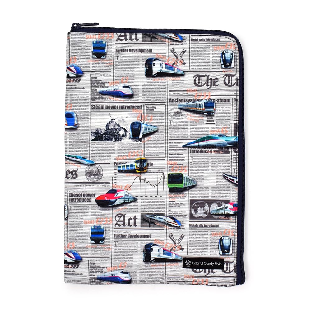 

КРАСОЧНЫЙ КОНФЕТНЫЙ СТИЛЬ Сумка для контактов легкого типа на молнии Синкансэн и Железнодорожный мир Серый A4 начальный NR203910 (A4) Водоотталкивающий,