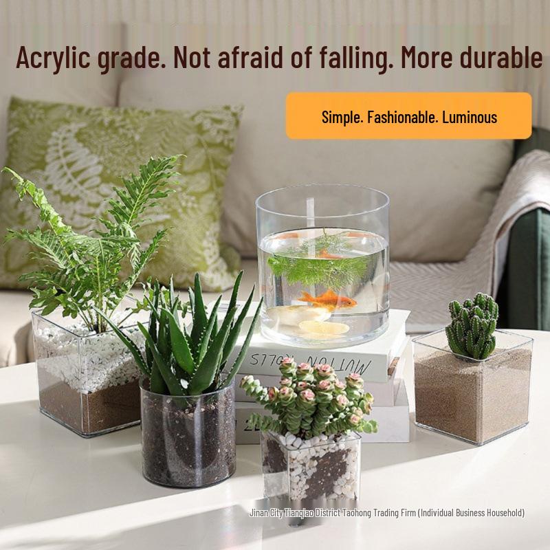 Thick Acrylic Square Vase & Fish Tank for Hydroponic Plants and Flowers